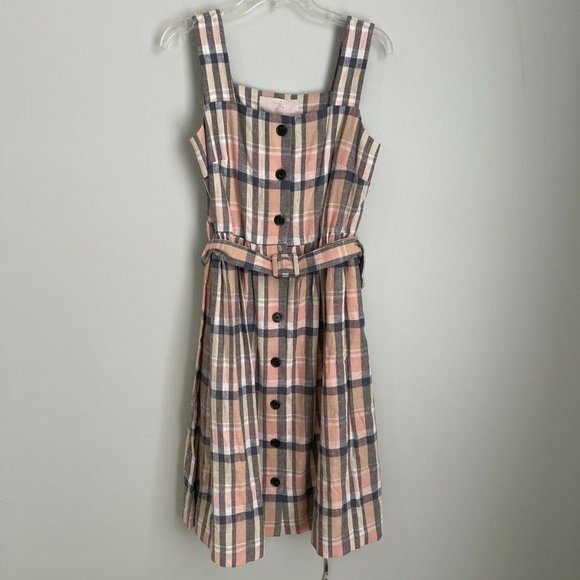 Gal Meets Glam Dresses & Skirts - New Gal Meets Glam Peach Plaid Sleeveless Button Front Peyton Dress